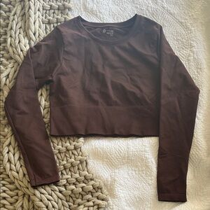 Aerie Chocolate Long Sleeve Crop Top